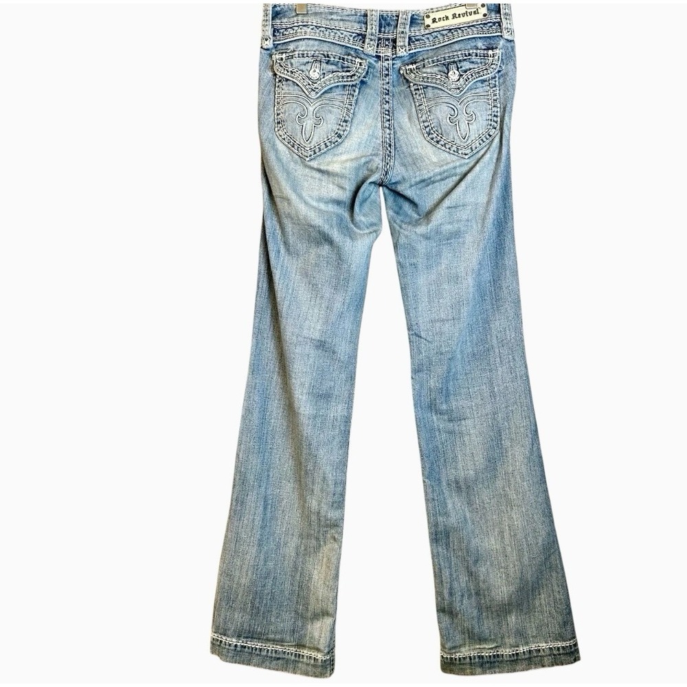Rock Revival Womens 28 Elizabeth Wide Leg Jeans Cowgirl Rodeo (Missing Button)